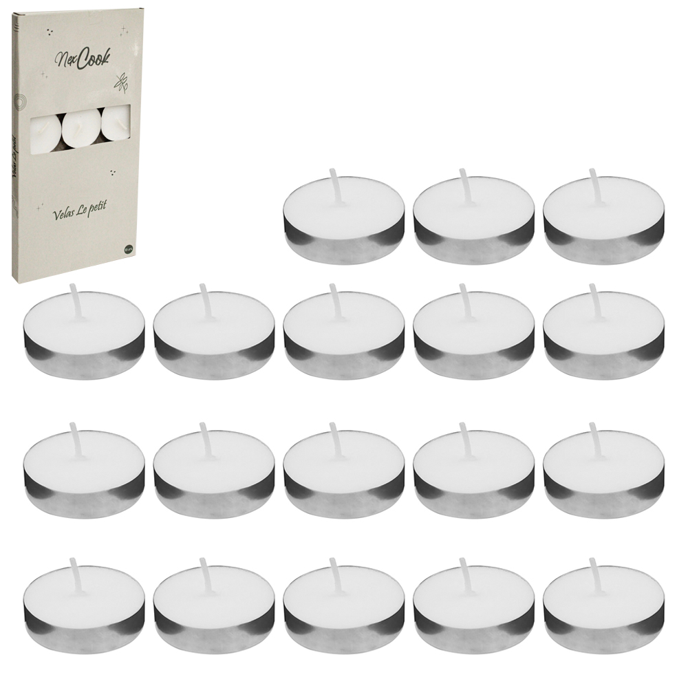 VELA DECORATIVA FLUTUANTE / RECHAUD BRANCA COM 18 PECAS 4CM DE Ø