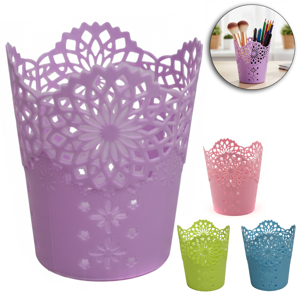 CESTO ORGANIZADOR DE PLASTICO REDONDO VAZADO 13X10CM DE Ø