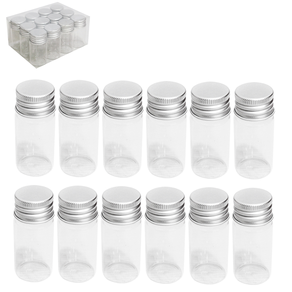 FRASCO / POTE DE VIDRO REDONDO COM TAMPA METAL 12 PECAS 40ML