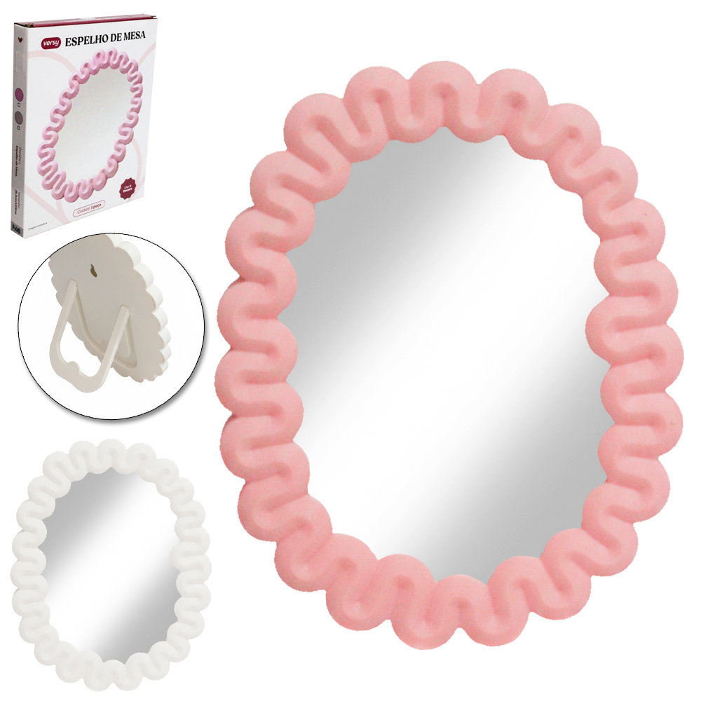ESPELHO DE MESA / PENDURAR OVAL COM MOLDURA DE PLASTICO VERSY 22X17,5CM