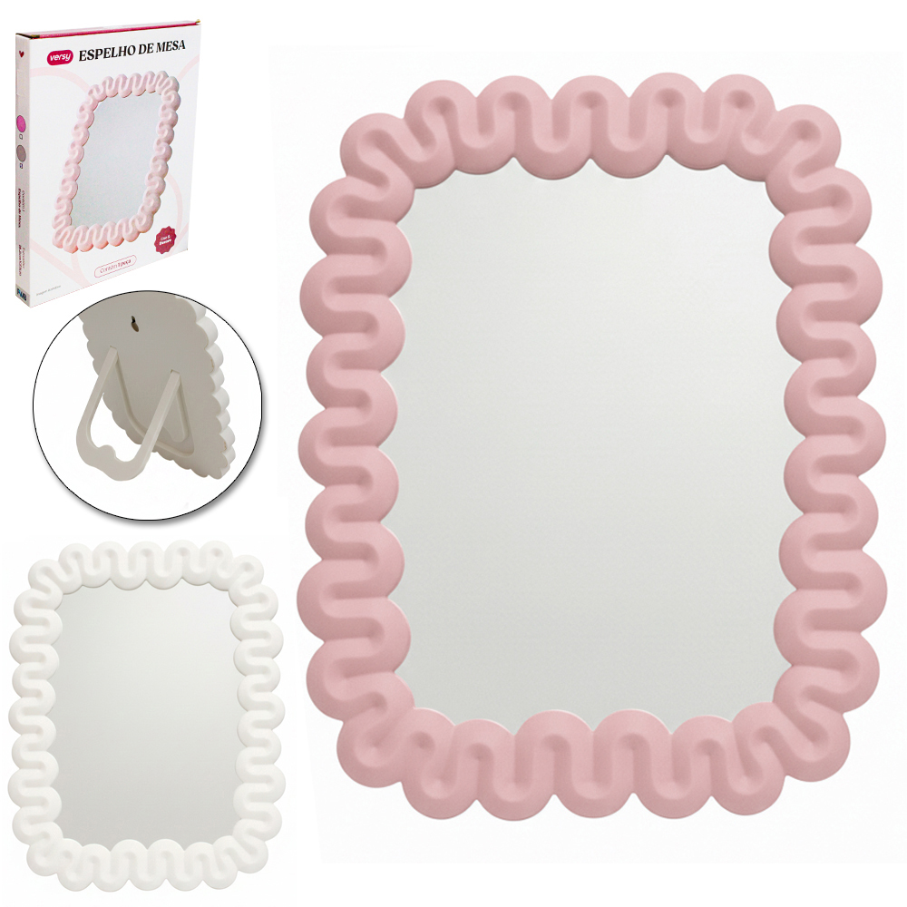 ESPELHO DE MESA / PENDURAR RETANGULAR COM MOLDURA DE PLASTICO VERSY 22X17,5CM