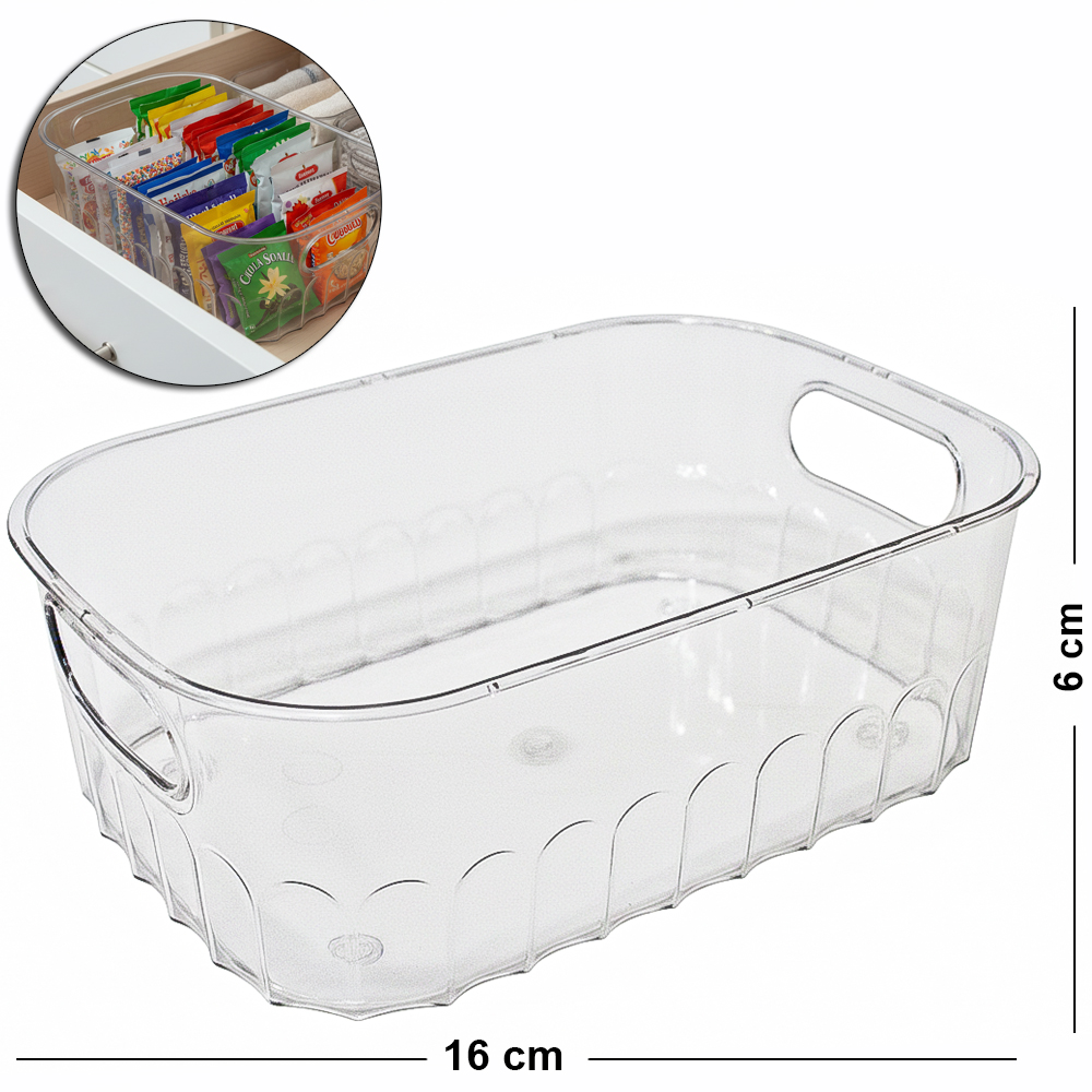 CESTO ORGANIZADOR DE PLASTICO PET FLEXIVEL COM ALCA 23X16X8CM