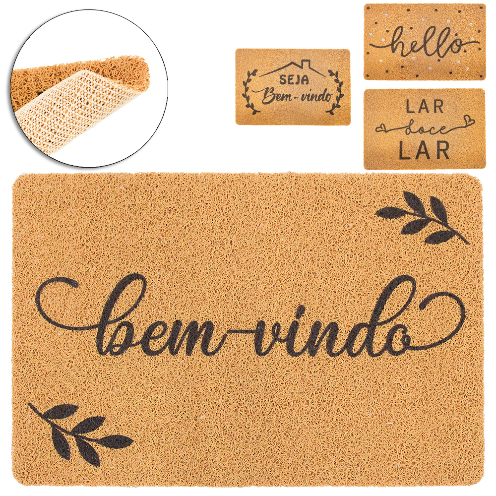 TAPETE CAPACHO DE PISO VINILICO RETANGULAR SORTIDOS INOVA 57X37CM