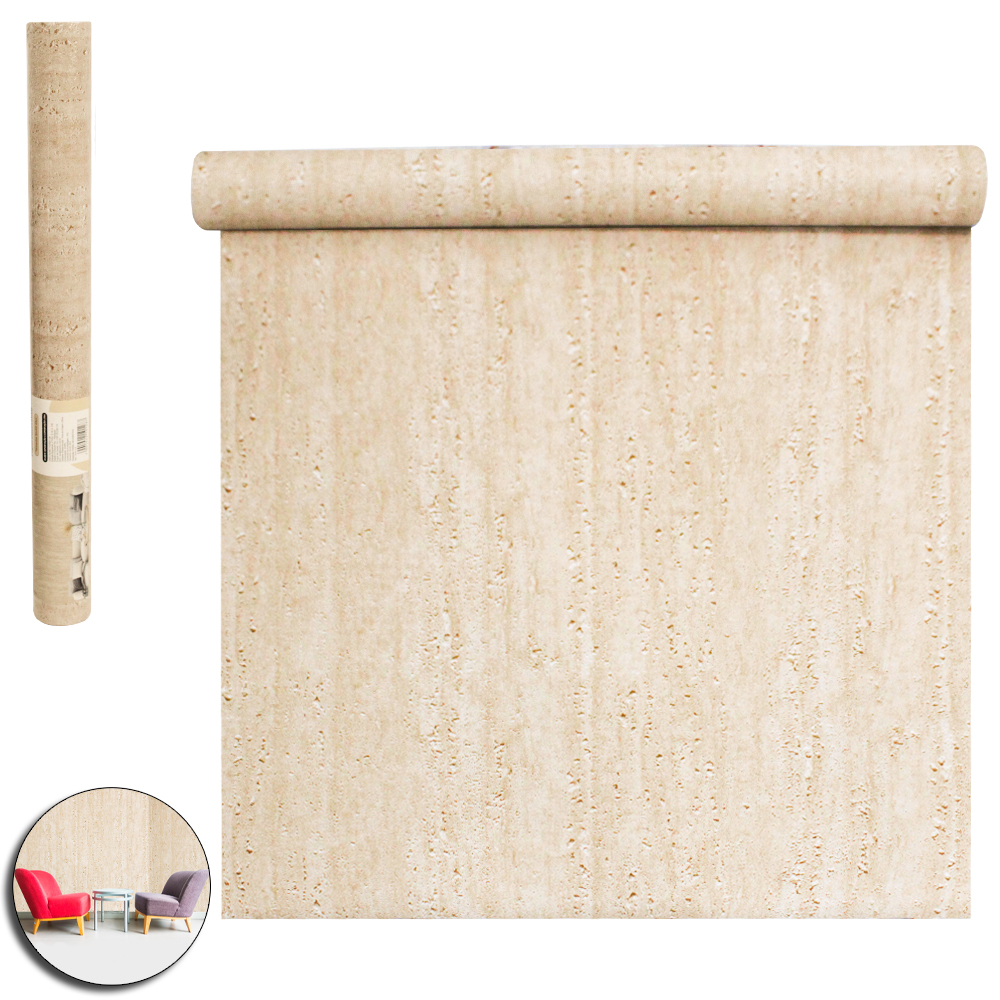 PAPEL DE PAREDE ROLO AUTOADESIVO MARMORE TRAVERTINO 45CMX5M