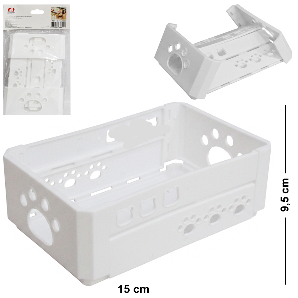 CESTO CAIXA ORGANIZADOR DE PLASTICO RETANGULAR DOBRAVEL COM ALCA 15X9,5X5,5CM