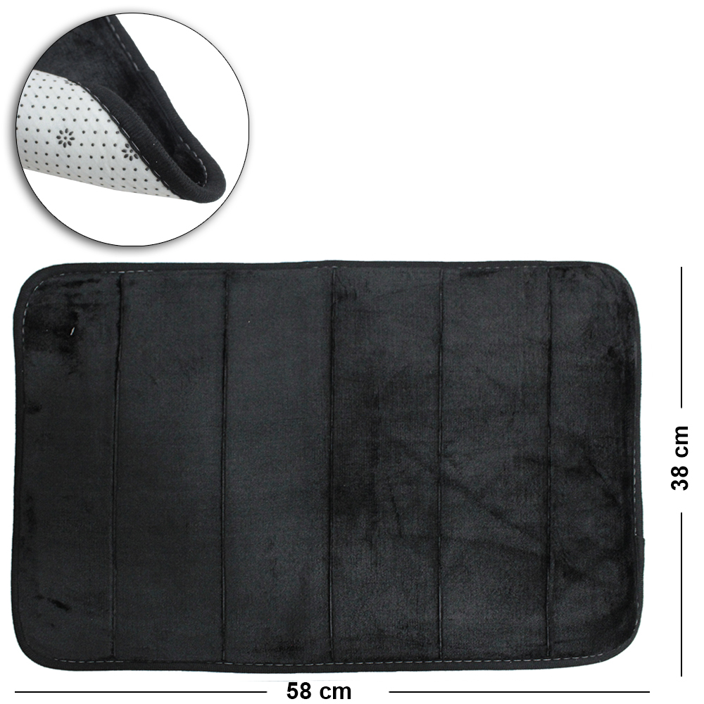 TAPETE DE PISO DE PELUCIA RETANGULAR ANTIDERRAPANTE 58X38CM