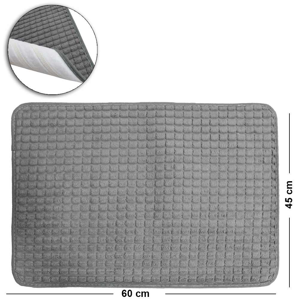 TAPETE DE PISO DE POLIESTER RETANGULAR ANTIDERRAPANTE 60X45CM