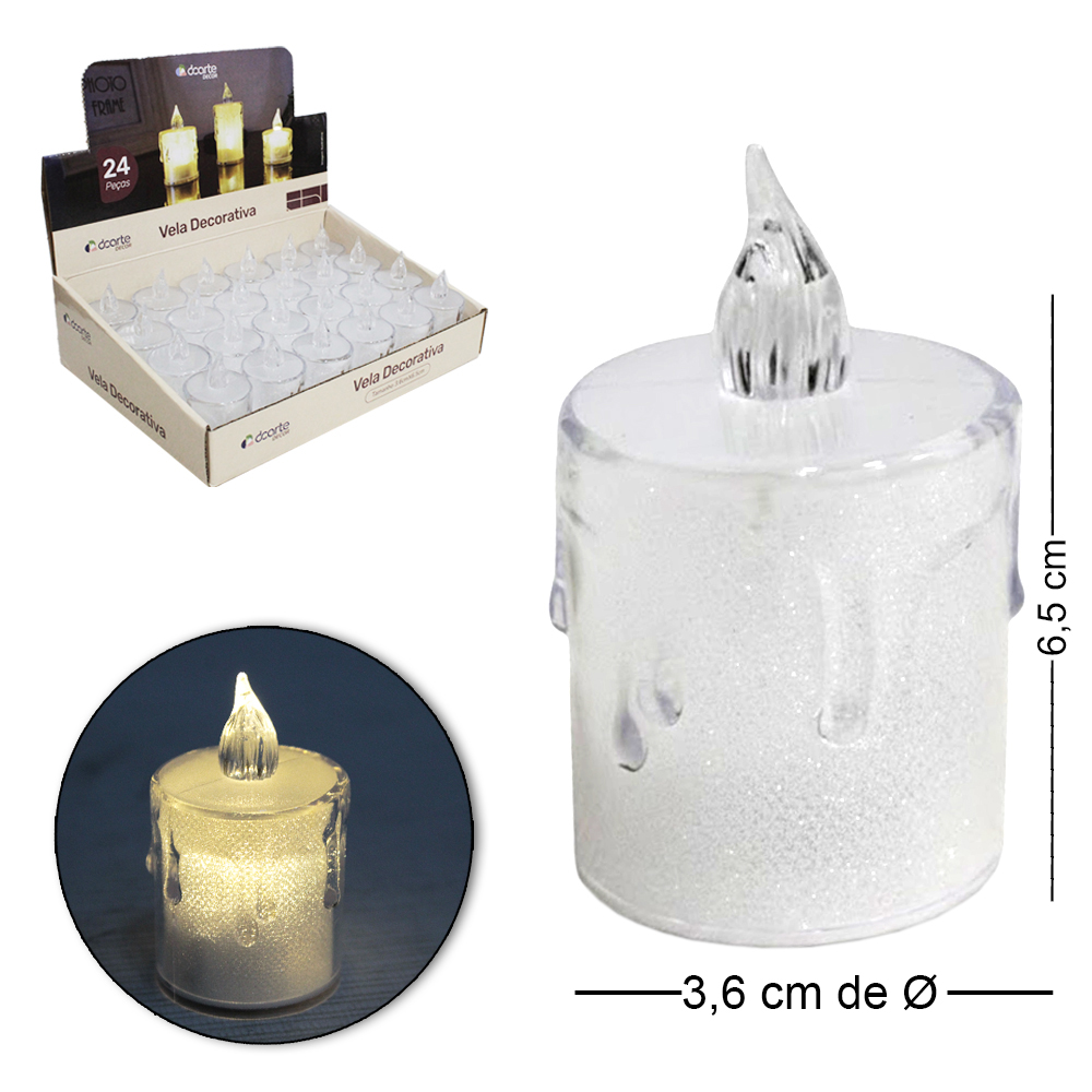 VELA DECORATIVA ELETRONICA DE LED A BATERIA 6,5X3,6CM DE Ø DP PLAY