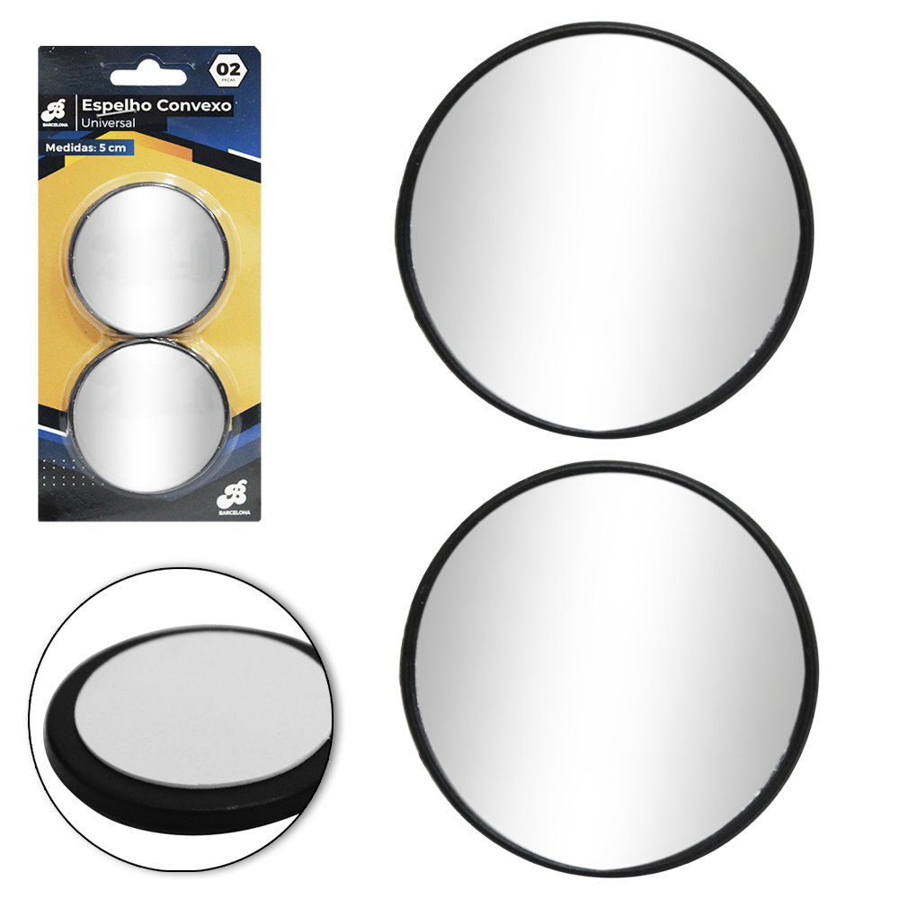 ESPELHO CONVEXO UNIVERSAL REDONDO AUTOADESIVO COM 2 PECAS 5CM DE Ø