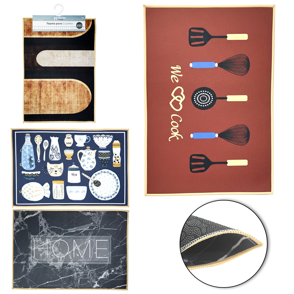 TAPETE DE PISO DE POLIESTER RETANGULAR ANTIDERRAPANTE 58X38CM