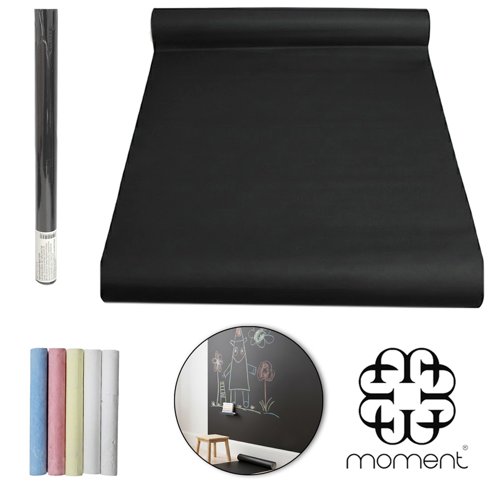PAPEL DE PAREDE ROLO AUTOADESIVO QUADRO NEGRO CHALKBOARD COM 5 GIZ MOMENT 45CMX2M