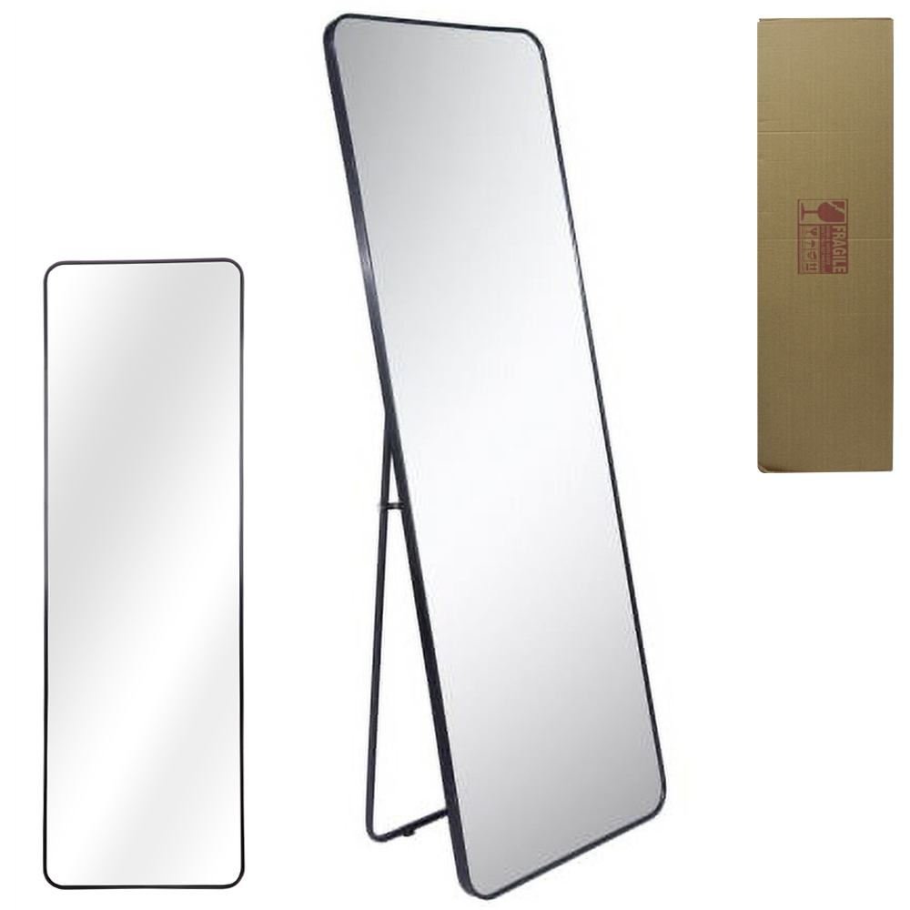 ESPELHO DE CHAO EMOLDURADO RETANGULAR DE METAL 160X36CM