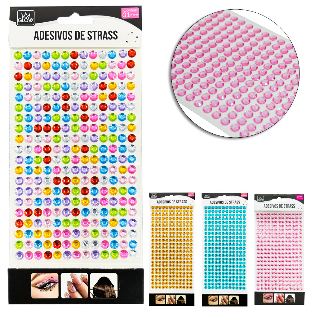 CARTELA DE ADESIVOS DECORATIVO STRASS 14X8,5CM