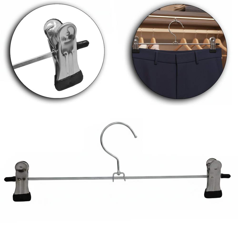 CABIDE ROUPA COM GANCHO + PRESILHA DE METAL 29X5CM