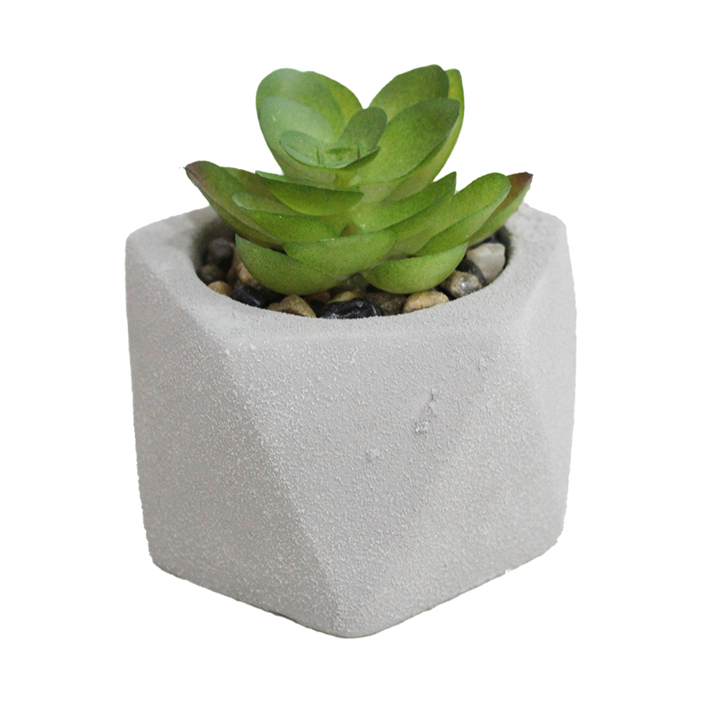 FLOR ARTIFICIAL SUCULENTA COM VASO DE CIMENTO 8X6,5X5CM