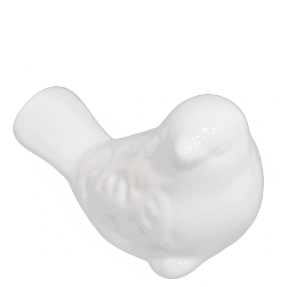 ENFEITE PASSARO DE PORCELANA BRANCO 6X4X3,8CM