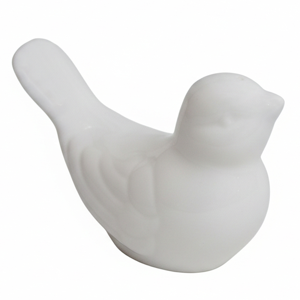 ENFEITE PASSARO DE PORCELANA BRANCO 6,7X4,7X3,5CM