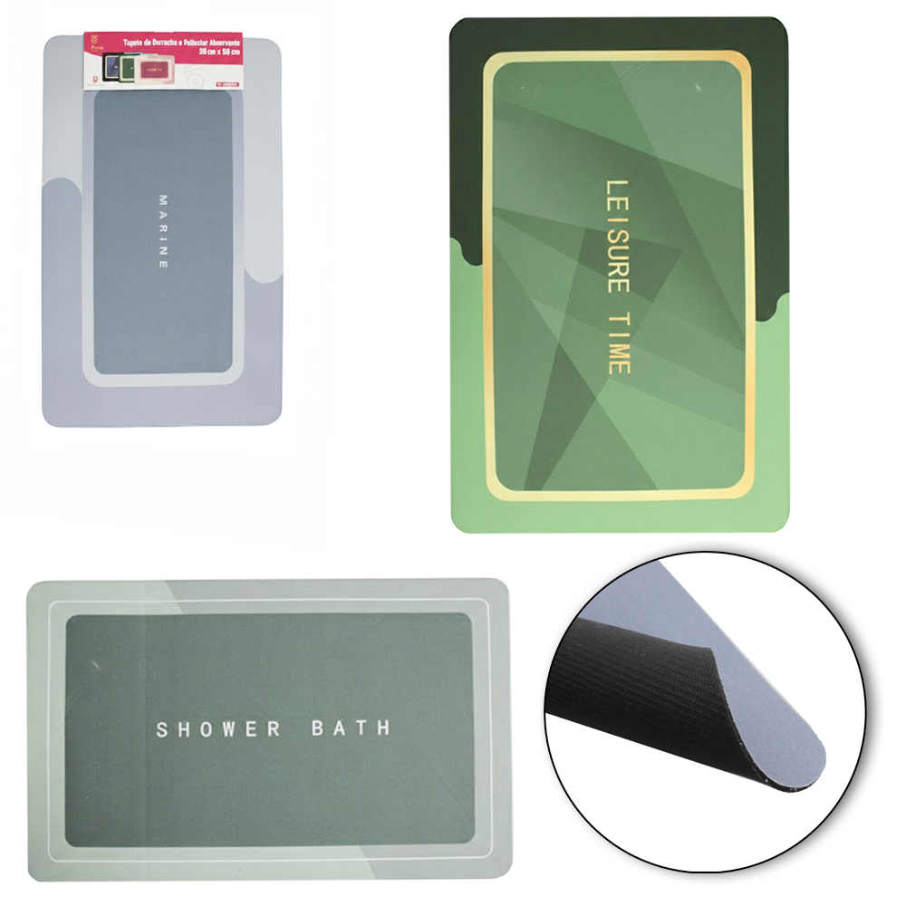 TAPETE DE PISO DE BORRACHA RETANGULAR SUPER ABSORVENTE CLEAN 58X38CM