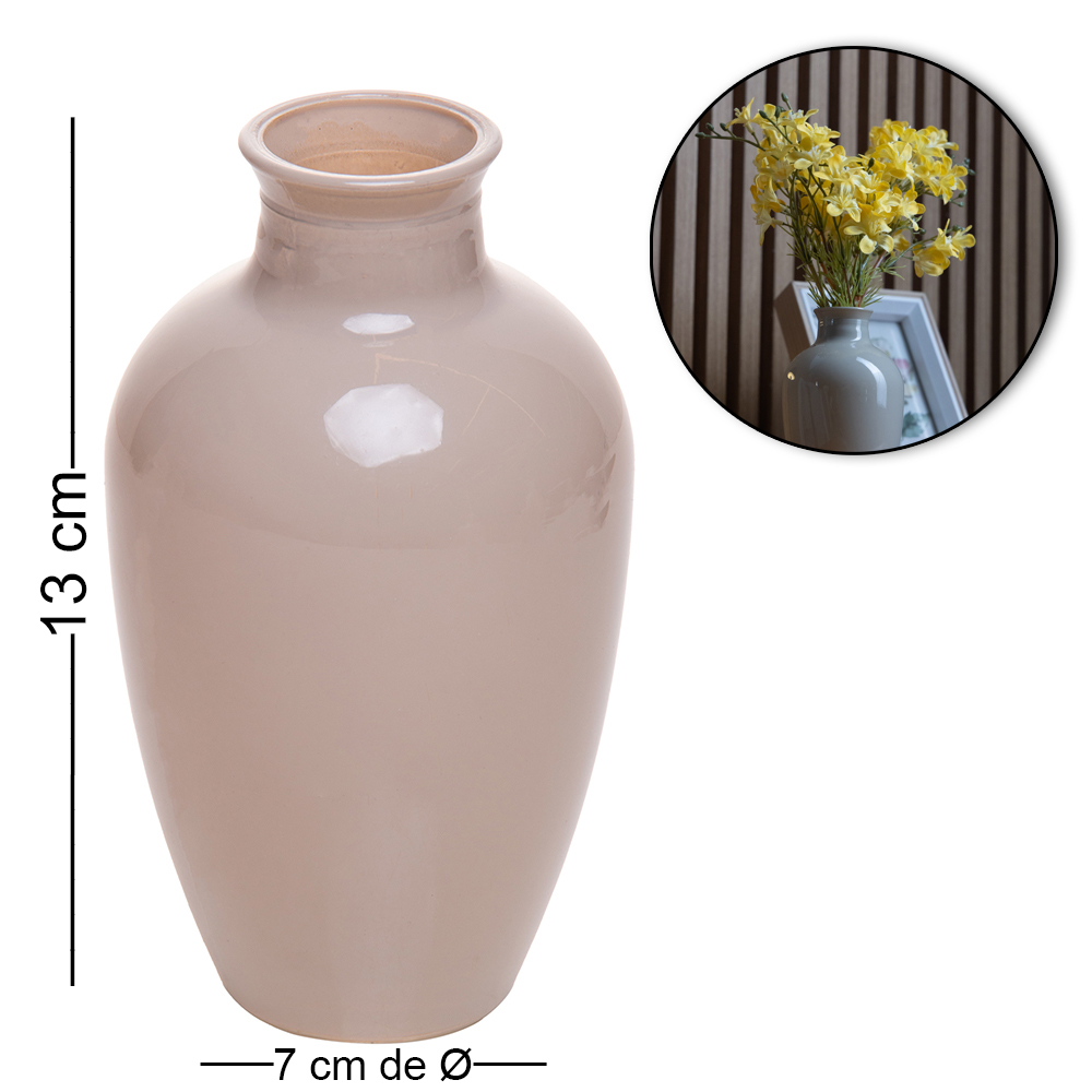 VASO DE VIDRO REDONDO DALIA CINZA 13X7CM DE Ø