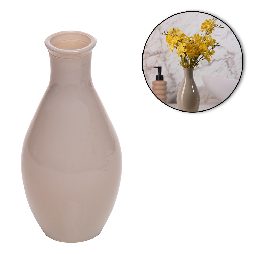 VASO DE VIDRO REDONDO DALIA CINZA 14,5X7CM DE Ø