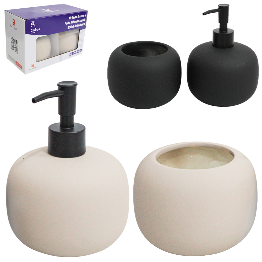 JOGO PARA BANHEIRO DE PORCELANA REDONDO COM 2 PECAS 450ML