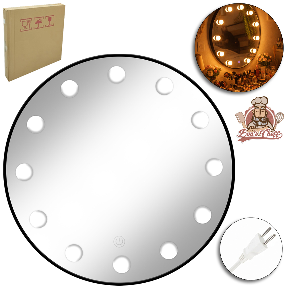 ESPELHO REDONDO CAMARIM / MAQUIAGEM 60CM DE Ø 12 LEDS BIVOLT