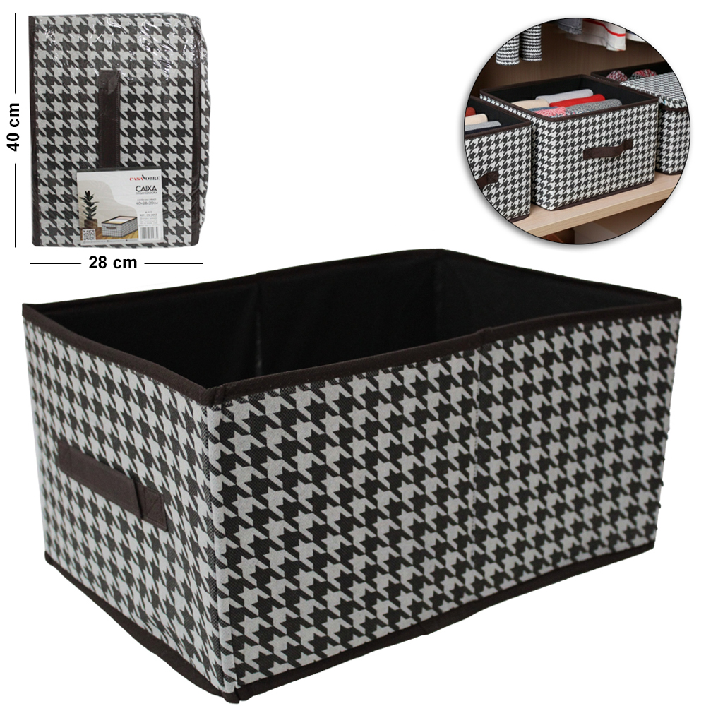 CAIXA ORGANIZADOR DE PVC / TNT DOBRAVEL MULTIUSO COM ALCA CASA NOBRE 40X28X20CM