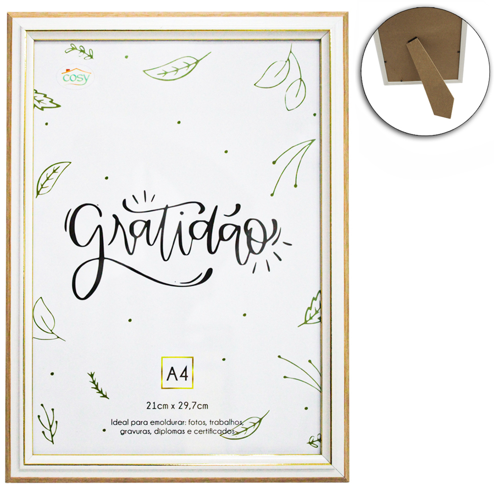 QUADRO PARA DIPLOMAS / CERTIFICADOS A4 DE PLASTICO TMD METALIZADO 29,7X21CM