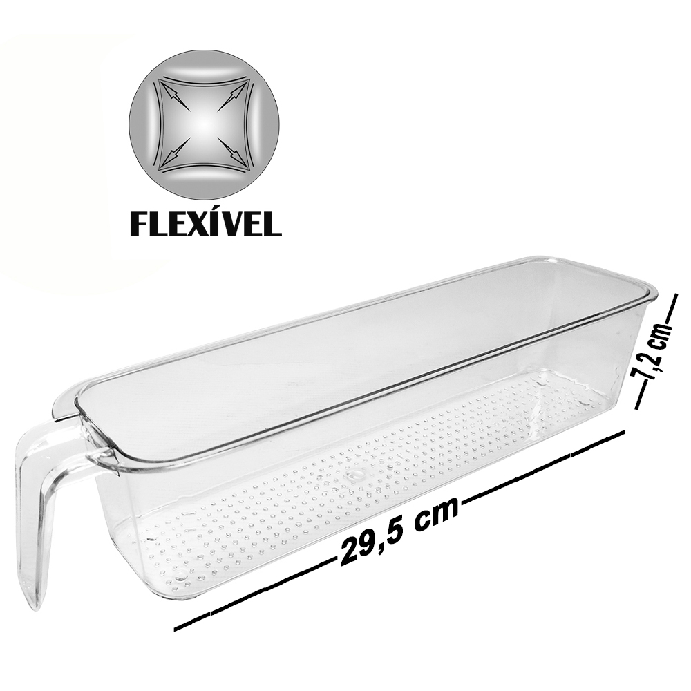 CESTO ORGANIZADOR DE PLASTICO PET FLEXIVEL RETANGULAR COM ALCA MULTIUSO 29,5X7,2X6CM