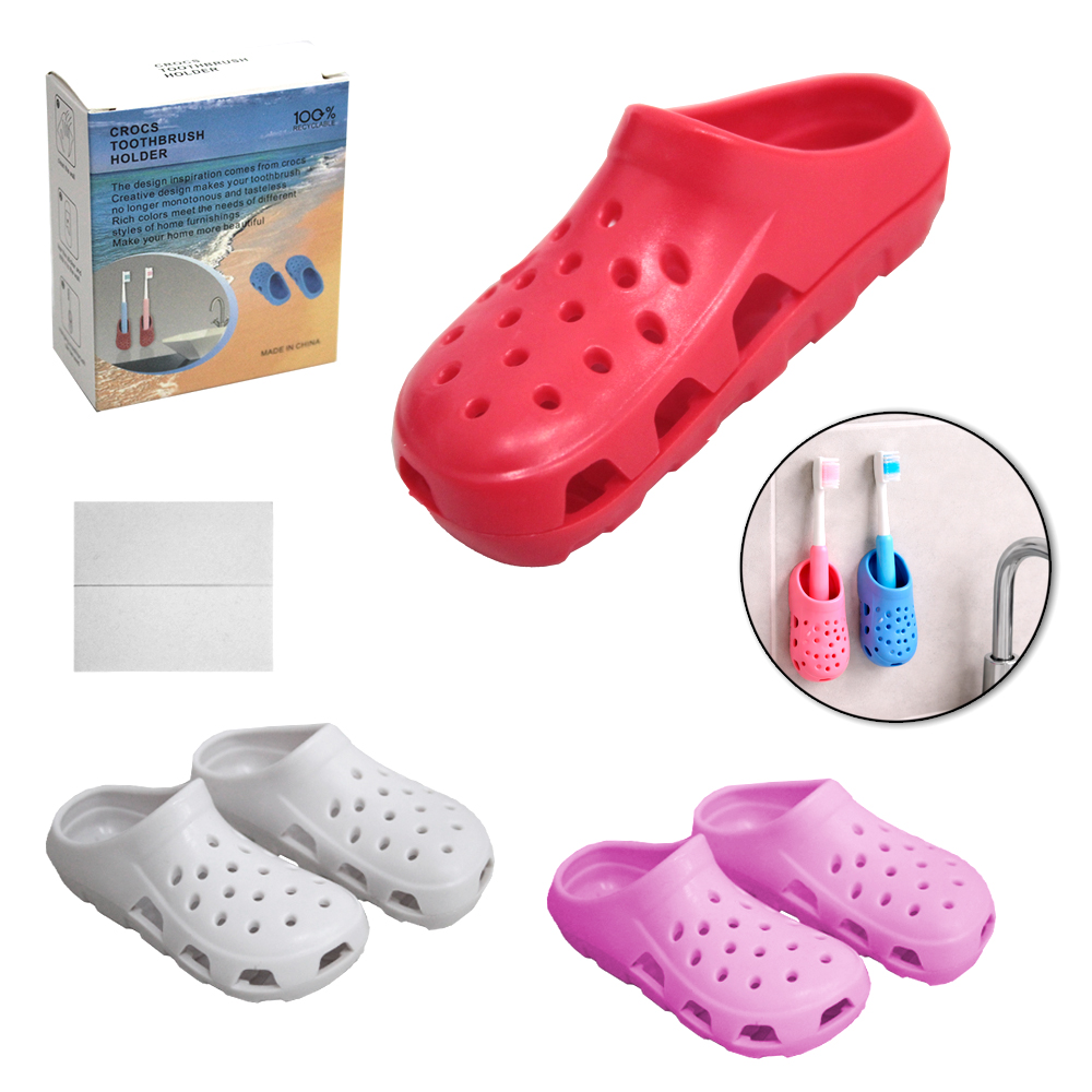 PORTA ESCOVA DENTAL DE ACRILICO SANDALIA AUTOADESIVO COM 2 PECAS 8X3,5X3CM