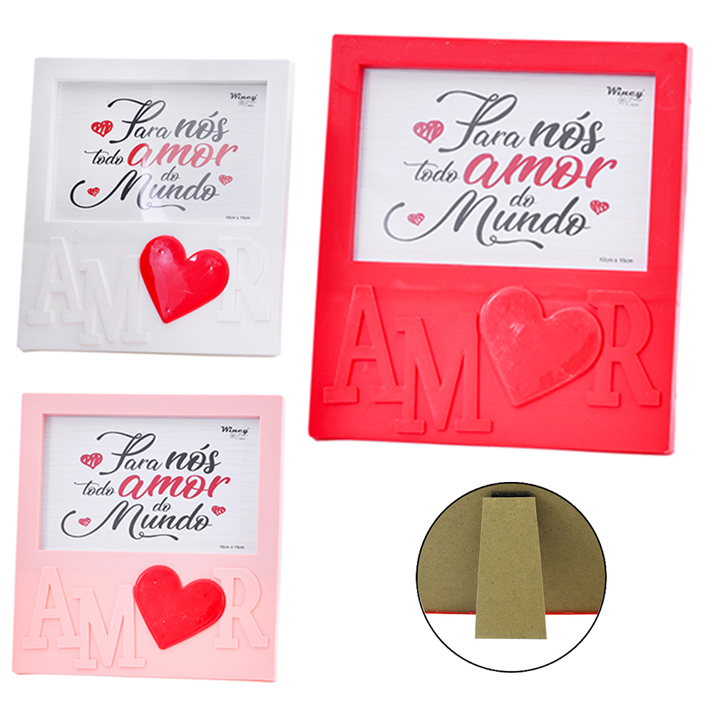 PORTA RETRATO 10X15 COM MOLDURA DE PLASTICO AMOR HORIZONTAL