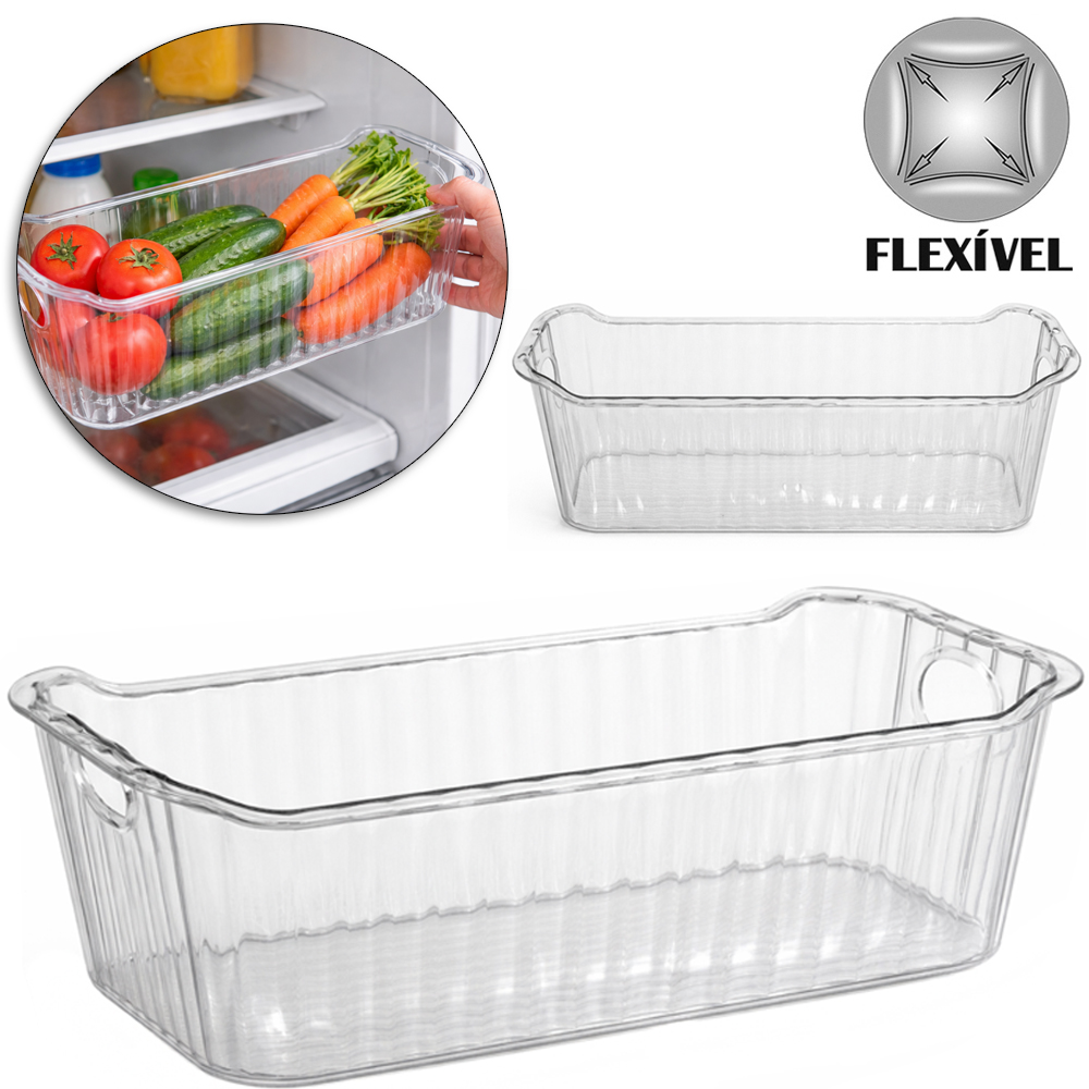 ORGANIZADOR DE PLASTICO PET FLEXIVEL RETANGULAR COM ALCA 24,5X9,5X8CM