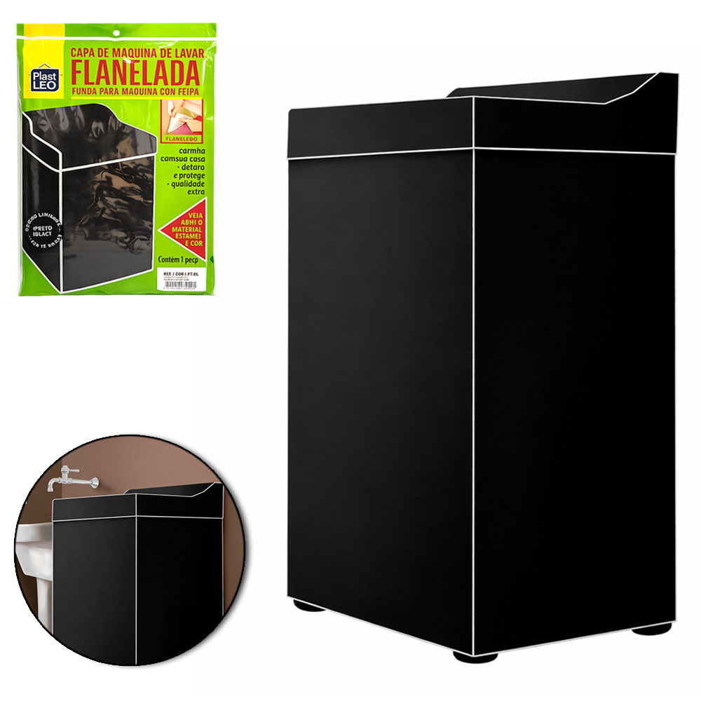 CAPA DE PVC FLANELADO PARA MAQUINA DE LAVAR BLACK G 91X69X66CM