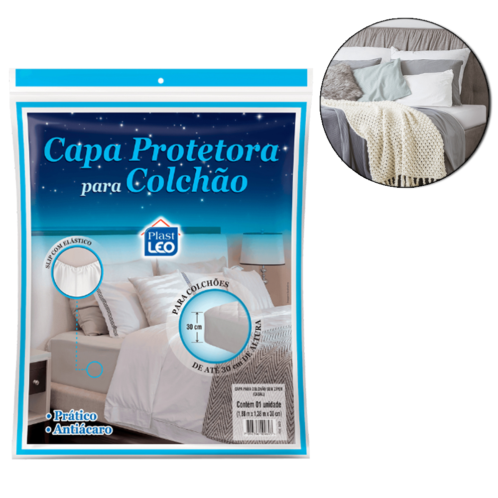 CAPA DE TNT PARA COLCHAO CASAL COM ELASTICO SLIP ANTIACARO 188X138X30CM