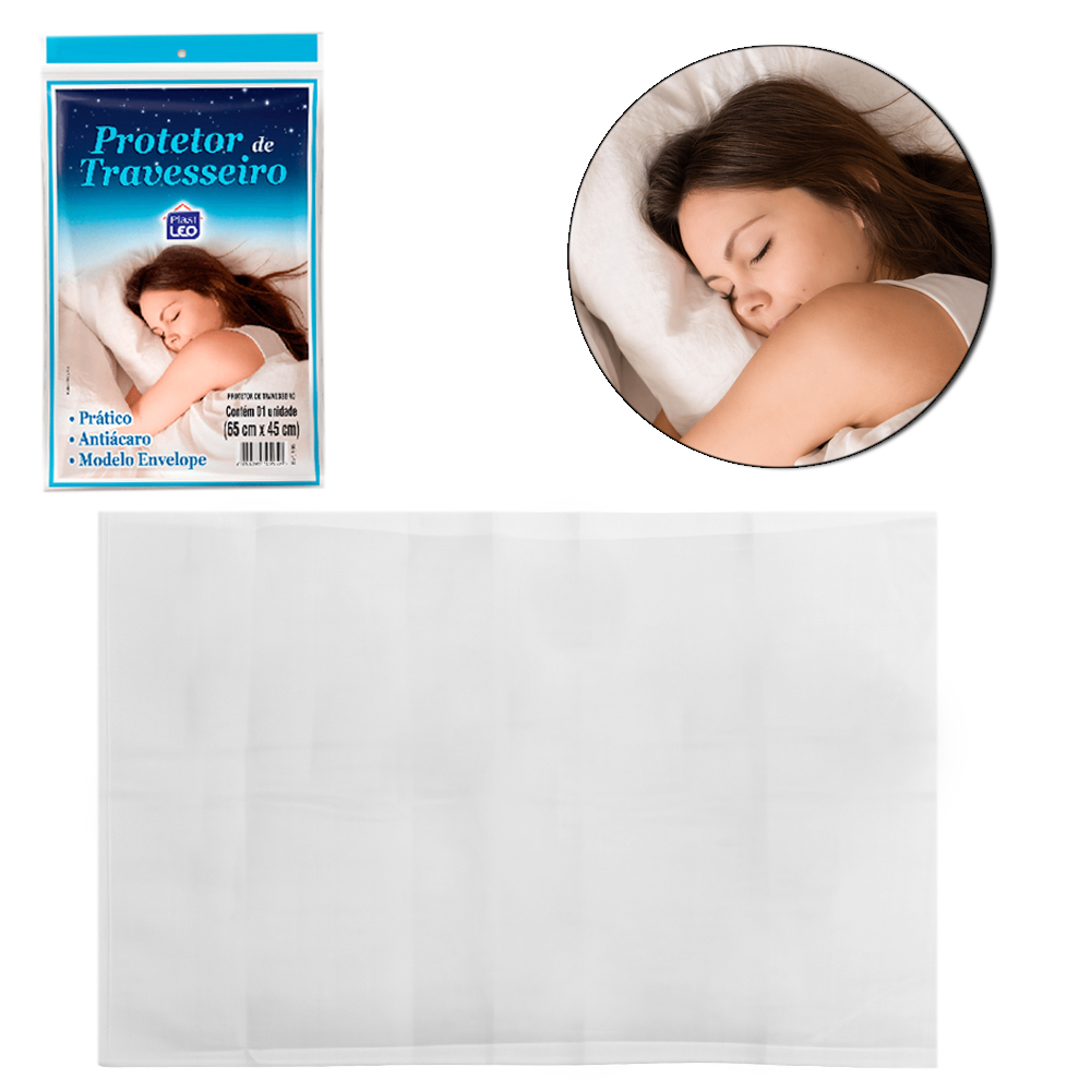 CAPA PROTETOR DE TNT PARA TRAVESSEIRO ANTIACARO MODELO ENVELOPE 65X45CM