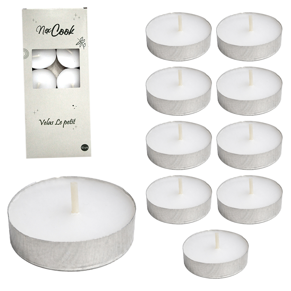 VELA DECORATIVA FLUTUANTE / RECHAUD BRANCA COM 10 PECAS 4CM DE Ø