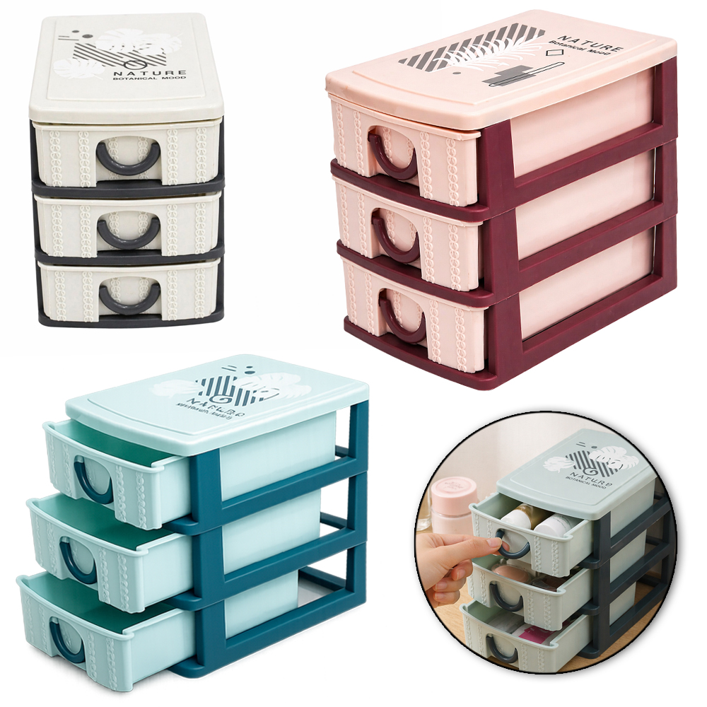 GAVETEIRO ORGANIZADOR PORTA TRECO DE PLASTICO COM 3 GAVETAS NEX HOME 13X11,4X9CM