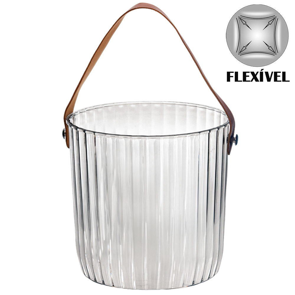 BALDE DE GELO DE PLASTICO PET FLEXIVEL COM ALCA LACUNA 1,3L 