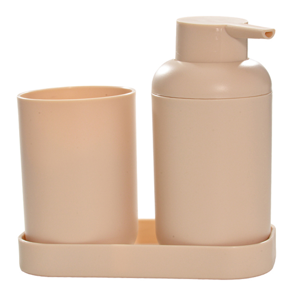 JOGO PARA BANHEIRO DE PLASTICO PRESTIGE BEGE COM 3 PECAS