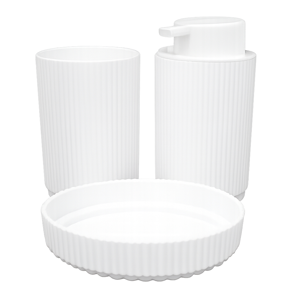 JOGO PARA BANHEIRO DE PLASTICO SUBLIME BRANCO COM 3 PECAS