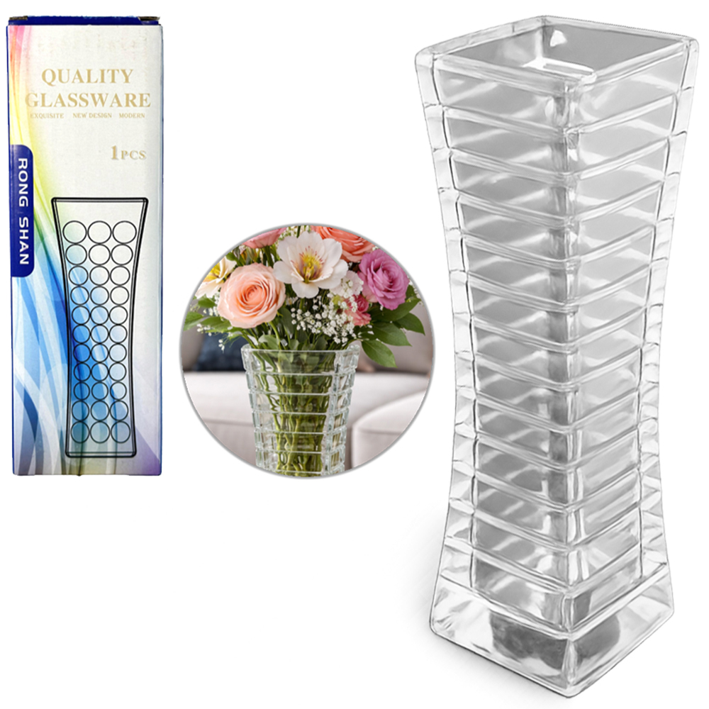 VASO DE VIDRO QUADRADO QUALITY GLASSWARE 17,5X5,7CM