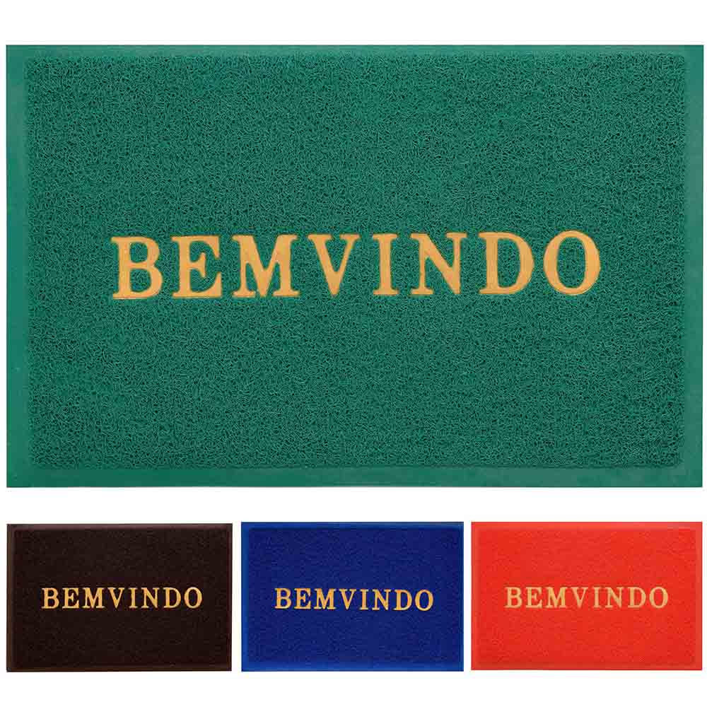 TAPETE DE PISO VINILICO RETANGULAR BEM VINDO COLORS 58X38CM