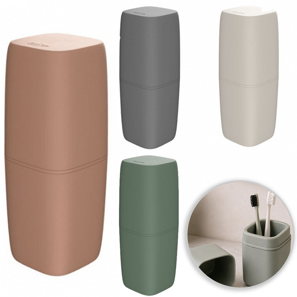 PORTA ESCOVA DENTAL DE PIA DE PLASTICO QUADRADO COM TAMPA 19,5X7CM