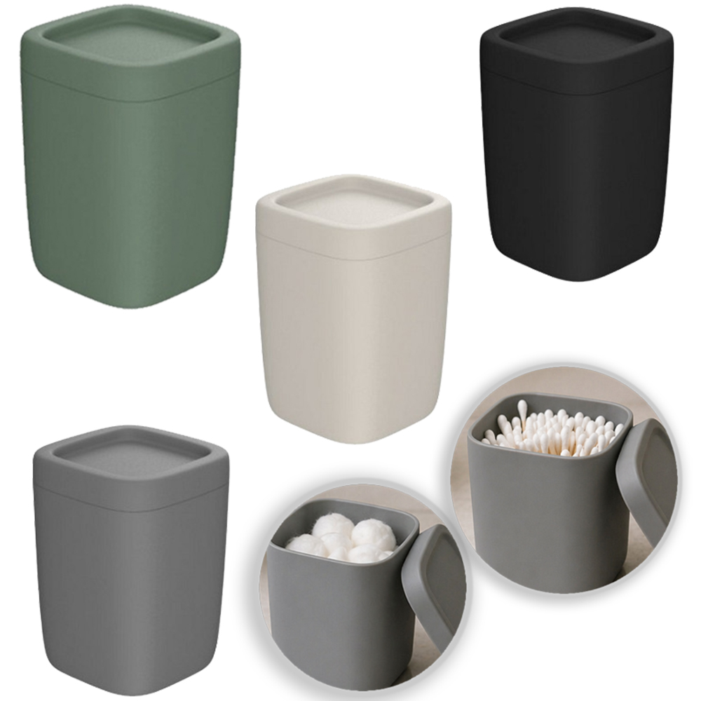 PORTA ALGODAO / COTONETE DE PLASTICO QUADRADO COM TAMPA 11X7,5CM