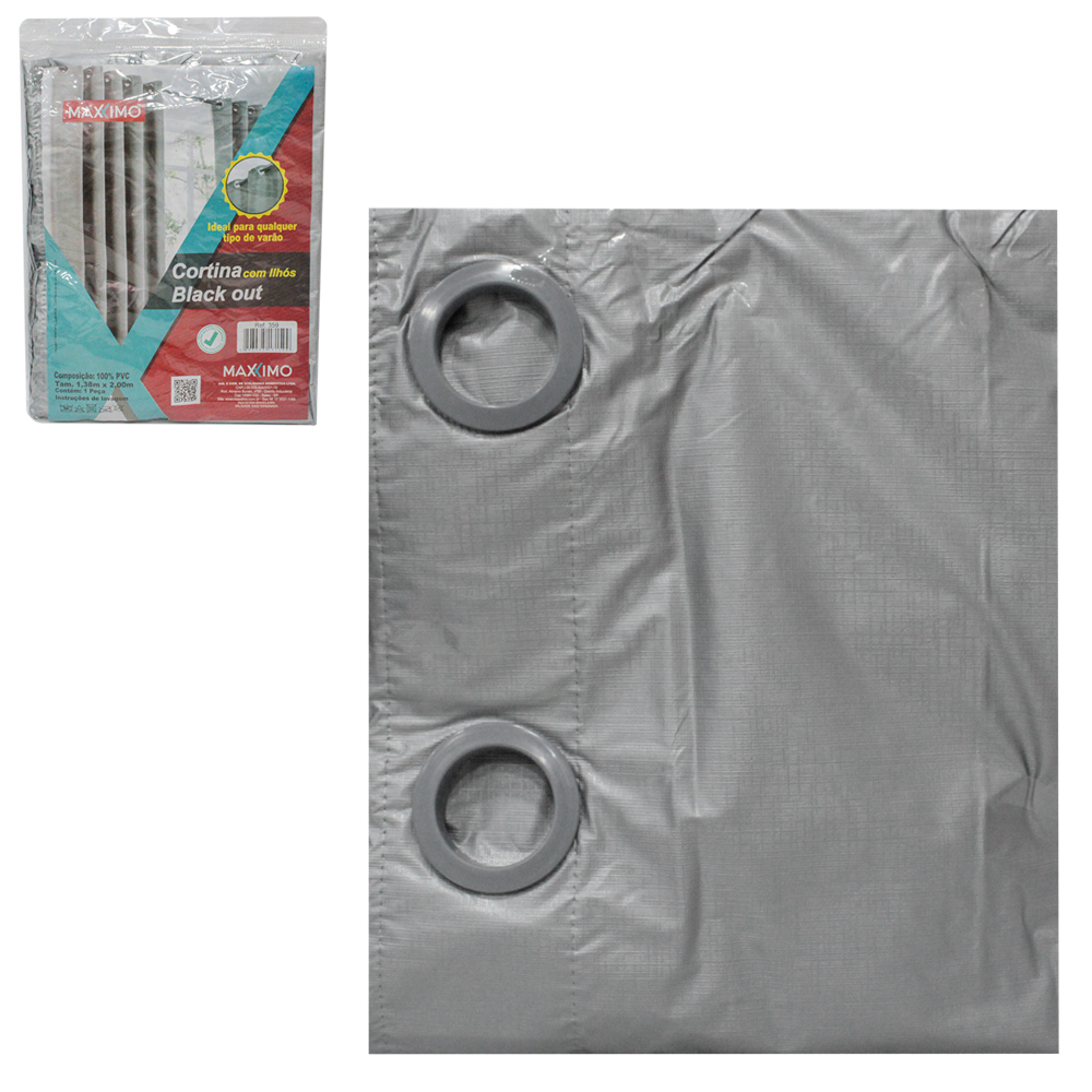 CORTINA DE VARAO DE PVC COM 8 ILHOS BLACK OUT 138X138CM