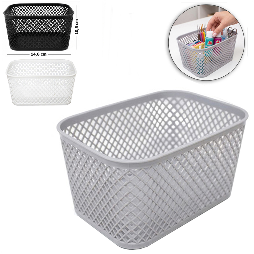 CESTO ORGANIZADOR PORTA TRECO DE PLASTICO RETANGULAR VAZADO STORAGE BASKETS 14,6X10,5X7,3CM