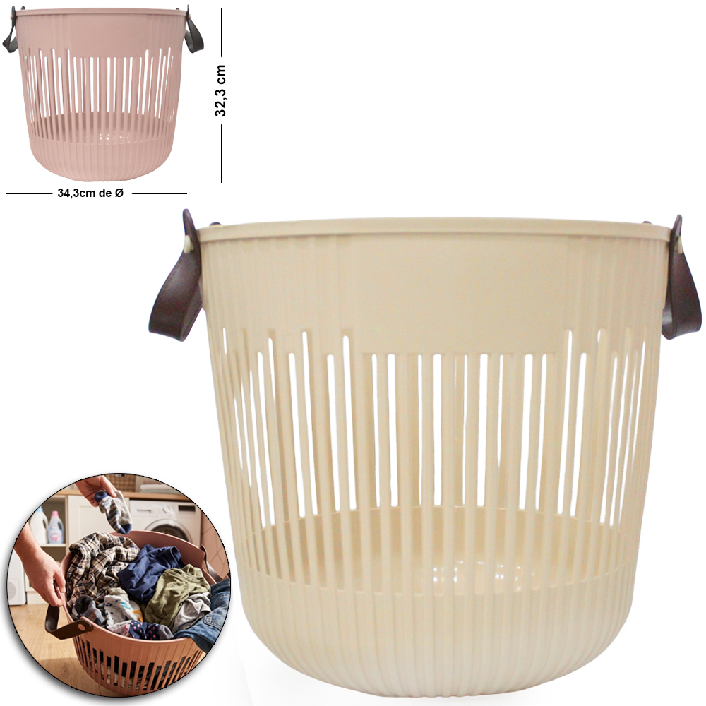 CESTO ORGANIZADOR DE PLASTICO REDONDO VAZADO COM ALCA 32,3X34,3CM DE Ø