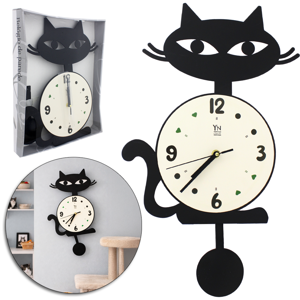 RELOGIO DE PAREDE GATO 49X29,8CM