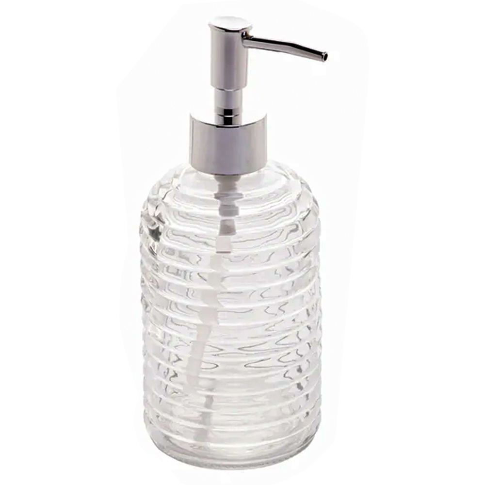 PORTA SABONETE LIQUIDO DE VIDRO REDONDO COLMEIA TRANSPARENTE 350ML