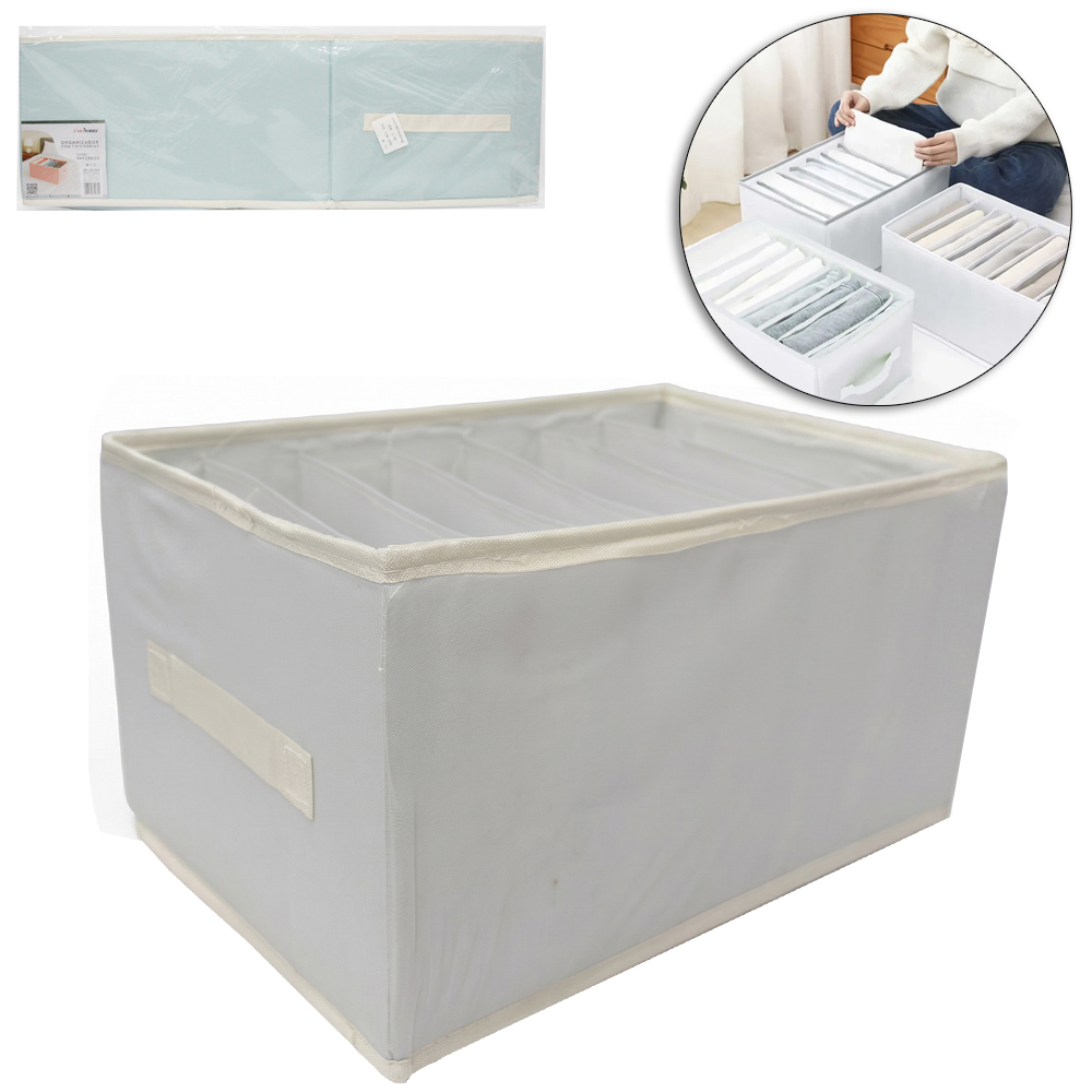CAIXA ORGANIZADOR DE PVC / TNT DOBRAVEL MULTIUSO COM 7 DIVISORIAS + ALCA CASA NOBRE36X25X20CM